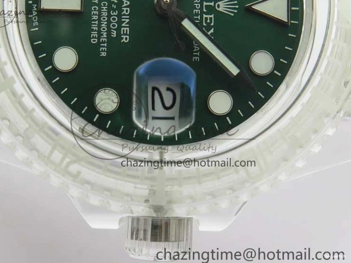 Dial Strap White Green Submariner on VR3135 3AF Transparent Best Phantomlab Edition Rubber 0217